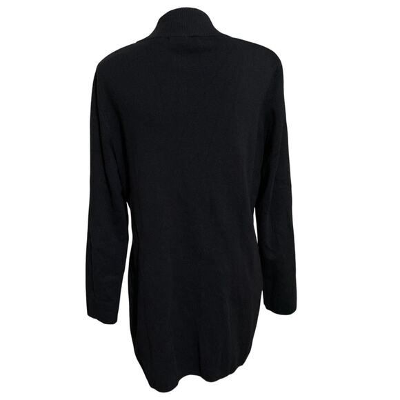 Women's Tunic Sweater Full Front Zip Faux Leather Lace Up Waist Detail Trim XL - Picture 2 of 12